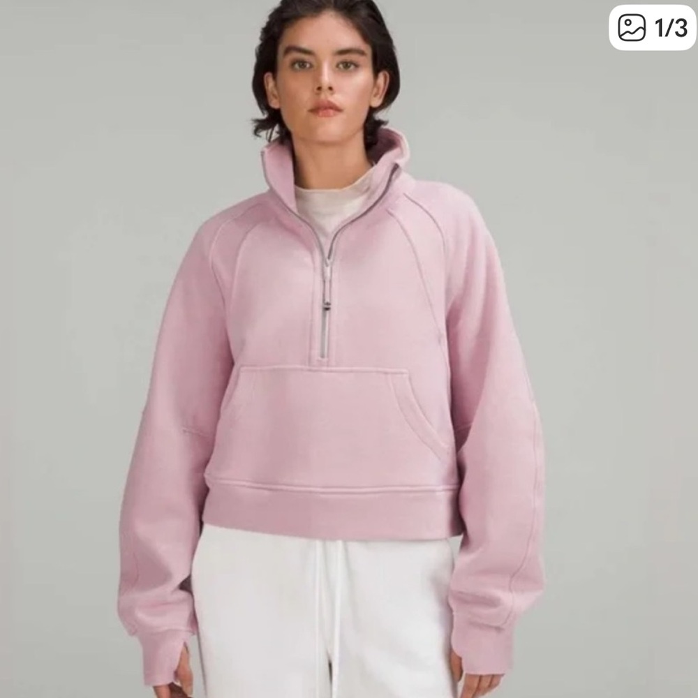 Lululemon scuba oversized funnel neck pink half zip M/L